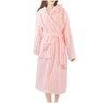 thumbnail image 1 of Htigea Women's Fleece Bathrobe Soft Comfy Long Sleep Robe Belt with Belt and Pocket Winter Warm Loungewear Pink,Free Size, 1 of 5