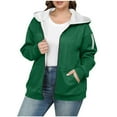 thumbnail image 1 of Htigea Women's Fleece Lined Sweatshirt Jacket Winter Hooded Coats with Pockets Long Sleeve Hoodies Tops Green XL, 1 of 9