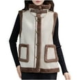 thumbnail image 1 of Htigea Women's Fleece Lined Vest Stylish Stand Collar Sleeveless Jackets Faux Suede Zip Up Coats with Pockets White M, 1 of 7