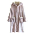 thumbnail image 1 of Htigea Women's Fleece Nightgown Fuzzy Long Sleeve Hooded Sleep Robes Button Down Pajama Dress with Pockets Pink,M, 1 of 6