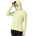 thumbnail image 1 of Htigea Women's Full Zip Hoodies Cooling Fabric Sun Protection Long Sleeve Comfortable Rash Guard Shirts with Face Mask and Thumb Holes Beige,M, 1 of 8