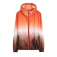 thumbnail image 1 of Htigea Women's Full Zip Up Jacket UPF 50+ Rash Guard Long Sleeve Lightweight Sun Protection Jackets Gradient Color Coats Orange XXXL, 1 of 5