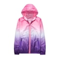 thumbnail image 1 of Htigea Women's Full Zip Up Jacket UPF 50+ Rash Guard Long Sleeve Lightweight Sun Protection Jackets Gradient Color Coats Purple XXL, 1 of 4