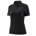 thumbnail image 1 of Htigea Women's Golf T-Shirts 3-Button Short Sleeve Collared Tops Cooling Summer Work Shirt Solid Color Uniform Tees Black M, 1 of 8