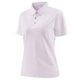 thumbnail image 1 of Htigea Women's Golf T-Shirts 3-Button Short Sleeve Collared Tops Cooling Summer Work Shirt Solid Color Uniform Tees Pink M, 1 of 8