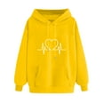 thumbnail image 1 of Htigea Women's Heart Graphic Sweatshirts Drawstring Hoodies Baggy Long Sleeve Hooded Pullover Casual Loose Fit Tops Pocket Fall Winter Outfits Yellow S, 1 of 3
