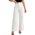 thumbnail image 1 of Htigea Women's High Waisted Work Pants Solid Color Straight Leg Business Pant Dressy Trousers White M, 1 of 5