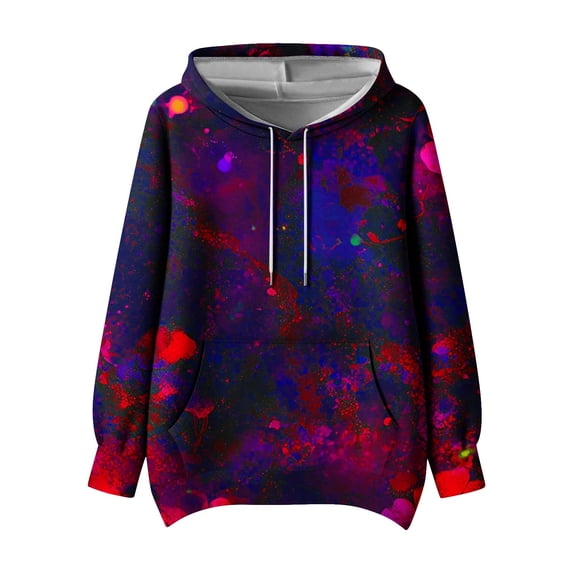 Htigea Women's Hoodies Trendy Flower Print Sweatshirts Fall Hooded Pullover Tops | Loose Casual, Drawstring, Pocket, Long Sleeve, Everyday Wear Purple XXXL