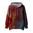 thumbnail image 1 of Htigea Women's Hoodies Trendy Flower Print Sweatshirts Fall Hooded Pullover Tops | Loose Casual, Drawstring, Pocket, Long Sleeve, Everyday Wear Wine XXL, 1 of 4