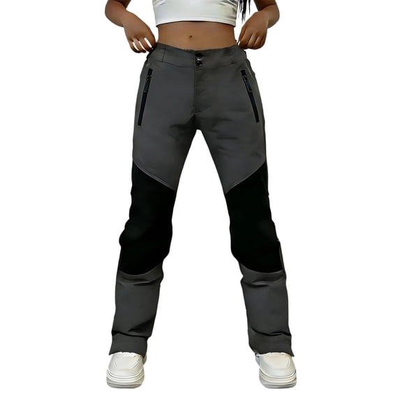 Htigea Women's Jogger Pants Waterproof Softshell Outdoor Climbing Hiking Pants with Zipper Pockets Gray XL