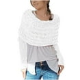 thumbnail image 1 of Htigea Women's Knitted Cable Wrap Shawl Sweater Long Sleeve Scarf Tops White Free Size, 1 of 4