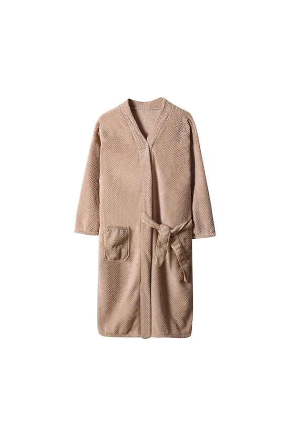 Women's Lace Up Bathrobe Fleece Quick Dry Spa Robe Soft Comfy Shower Wrap Robes with Pocket Coffee,Free Size