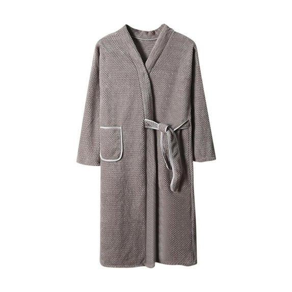 Htigea Women's Lace Up Bathrobe Fleece Quick Dry Spa Robe Soft Comfy Shower Wrap Robes with Pocket Gray,Free Size