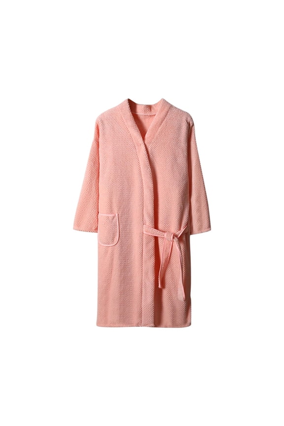 Women's Lace Up Bathrobe Fleece Quick Dry Spa Robe Soft Comfy Shower Wrap Robes with Pocket Pink,Free Size