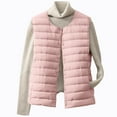 thumbnail image 1 of Htigea Women's Lightweight Quilted Vest Crewneck Snap Button Sleeveless Jacket Fall Winter Packable Waistcoat with Pockets Pink L, 1 of 9