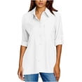 thumbnail image 1 of Htigea Women's Long Sleeve Sun Shirts Quick Dry Outdoor Fishing Hiking Travel Shirt Lightweight Button Down Tops White M, 1 of 9
