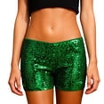 thumbnail image 1 of Htigea Women's Low Waist Shorts Sequin Shiny Mini Shorts Stylish Party Clubwear Short Pants Green L, 1 of 9