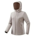 thumbnail image 1 of Htigea Women's Outdoor Jackets Thin Fleece Lined Windproof Coat Solid Color Winter Jackets with Pockets Khaki XL, 1 of 5