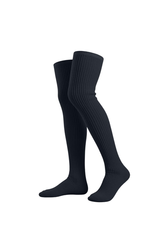 Women's Over Knee Socks Ribbed Long Tube Socks Solid Color Fall Winter Boot Socks Black Free Size