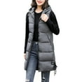 thumbnail image 1 of Htigea Women's Padded Vest Sleeveless Quilted Hooded Jacket Fall Winter Warm Long Coat with Pocket Gray XXL, 1 of 3