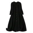 thumbnail image 1 of Htigea Women's Plus Size Maxi Dress Long Sleeve Flowy Button Down Shirt Dresses Formal Business Casual Work Outfits Black XXXXL, 1 of 5