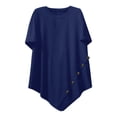 thumbnail image 1 of Htigea Women's Plus Size Tunic Tops Short Sleeve Asymmetrical Hem T-Shirts Casual Crewneck Daily Tees Summer Solid Color Basic Shirts Blue XXXL, 1 of 8