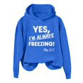 thumbnail image 1 of Htigea Women's Pullover Hoodies Letter Print Long Sleeve Sweatshirts | Fashion Preppy Y2k Tops, Loose Fit, Casual Daily Work, Fall Winter Clothes Blue L, 1 of 6