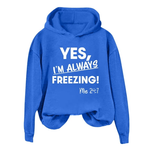 Htigea Women's Pullover Hoodies Letter Print Long Sleeve Sweatshirts | Fashion Preppy Y2k Tops, Loose Fit, Casual Daily Work, Fall Winter Clothes Blue L