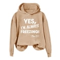 thumbnail image 1 of Htigea Women's Pullover Hoodies Letter Print Long Sleeve Sweatshirts | Fashion Preppy Y2k Tops, Loose Fit, Casual Daily Work, Fall Winter Clothes Khaki XXL, 1 of 6