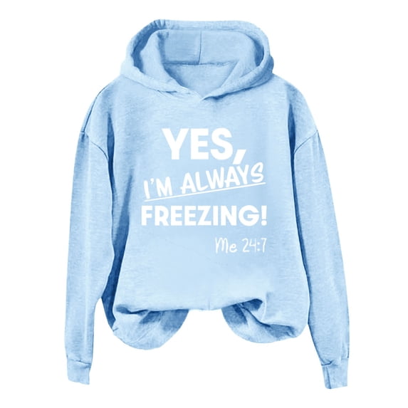 Htigea Women's Pullover Hoodies Letter Print Long Sleeve Sweatshirts | Fashion Preppy Y2k Tops, Loose Fit, Casual Daily Work, Fall Winter Clothes Light Blue S