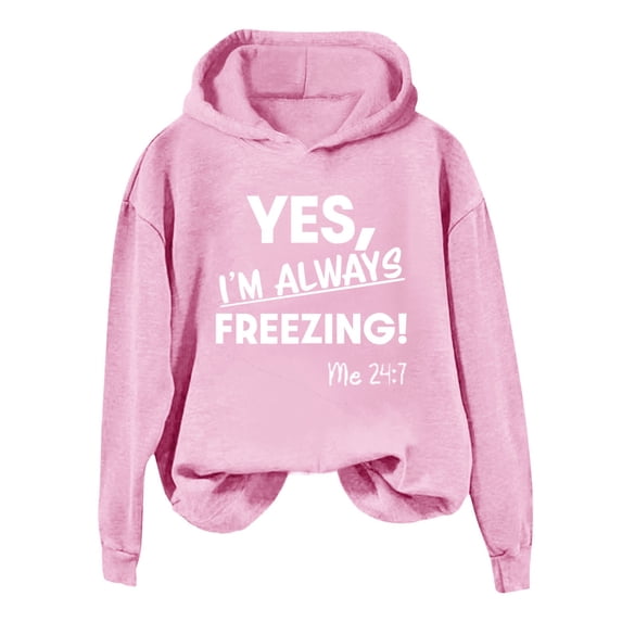 Htigea Women's Pullover Hoodies Letter Print Long Sleeve Sweatshirts | Fashion Preppy Y2k Tops, Loose Fit, Casual Daily Work, Fall Winter Clothes Pink S