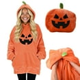 thumbnail image 1 of Htigea Women's Pumpkin Sweatshirts Cute Long Sleeve Hoodies with Pocket Flannel Hooded Tops Double as Pillow Orange S, 1 of 10