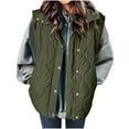 thumbnail image 1 of Htigea Women's Quilted Sleeveless Jackets Stylish Zip Up Stand Collar Vest Solid Casual Everyday Waistcoat with Pockets Army Green L, 1 of 8