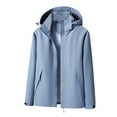 thumbnail image 1 of Htigea Women's Rain Jacket Patchwork Waterproof Windproof Coats with Hood and Pockets Ladies Outdoor Biker Windbreaker Sky Blue 4XL, 1 of 3