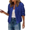 thumbnail image 1 of Htigea Women's Sequin Jacket Sparkly Long Sleeve Zip Up Coats Streetwear Trendy Party Club Outerwear Blue S, 1 of 7