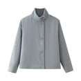 thumbnail image 1 of Htigea Women's Short Peacoat Elegant Single Breasted Standing Collar Coats Fall Winter Casual Daily Office Outerwear Gray M, 1 of 2