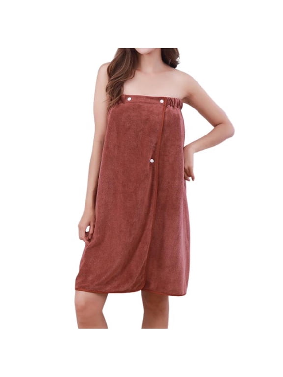 Women's Shower Wrap Towel Soft Quick Dry Absorbent Bathrobe Lightweight Terry Cloth Cover Up Gold,Free Size