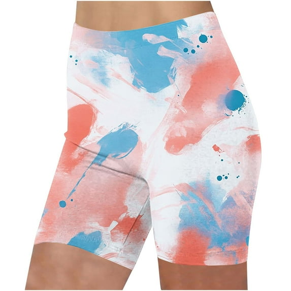Htigea Women's Summer Safety Shorts Tie Dye Print Slip Leggings Soft Cozy Summer Undershorts Anti-Exposure Shorts Pink 2XL