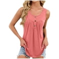thumbnail image 1 of Htigea Women's Summer Tank Tops Sleeveless Button Down Shirts Casual Loose Fit Pleated Flowy Blouse Tunics Tanks Pink M, 1 of 9