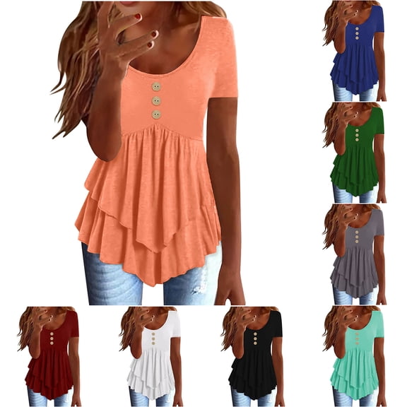 Htigea Women's Summer Tops Ruffle Sleeve V Neck Tunic Shirts Business Casual Flowy Blouses for Women White,2XL