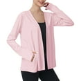 thumbnail image 1 of Htigea Women's Sun Cardigans Summer UV Protection Long Sleeve Casual Thumb Holes Rash Guard Cardigan Comfortable Daily Tops with Pockets Pink,2XL, 1 of 9