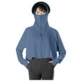 thumbnail image 1 of Htigea Women's Sun Protection Hoodies UPF 50+ Long Sleeve Rash Guard Coats Casual Loose Fit Tops Lightweight Running Athletic Outdoor Jackets Blue,Free Size, 1 of 5