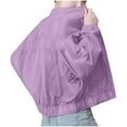 thumbnail image 1 of Htigea Women's Sun Protection Jacket Full Zip Up Stand Neck Cropped Jacket Lightweight Summer Athletic Coat for Running Hiking Biking Purple,4XL, 1 of 5