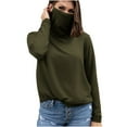 thumbnail image 1 of Htigea Women's Sun Protection Shirts with Face Mask Summer UPF 50+ Long Sleeve Rash Guard Shirt Lightweight Breathable Outdoor Work & Athletic Blouse Army Green,XL, 1 of 5