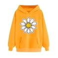 thumbnail image 1 of Htigea Women's Sunflower Sweatshirts Cute Hoodies with Pocket Drawstring Long Sleeve Hooded Pullover Casual Loose Fit Tops for Fall Winter Yellow L, 1 of 3