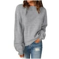 thumbnail image 1 of Htigea Women's Sweater Pullover Casual Crewneck Long Sleeve Tops Fall Winter Knit Jumper Gray S, 1 of 6