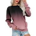 thumbnail image 1 of Htigea Women's Sweatshirt Casual Crewneck Long Sleeve Loose Pullover Trendy Gradient Color Athletic Tops with Pockets Pink 2XL, 1 of 6
