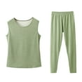 thumbnail image 1 of Htigea Women's Thermal Underwear Set Crew Neck Tank Top and Elastic Waist Pants Long Johns Base Layer for Women Mint Green XL, 1 of 3