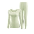 thumbnail image 1 of Htigea Women's Thermal Underwear Set Long Johns Base Layer Top & Bottom 2 Packs Soft Pajama Homewear for Cold Weather Green XXL, 1 of 3