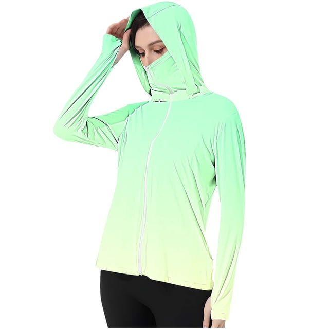 Htigea Women's UPF 50+ Sun Hoodie with Face Mask Long Sleeve UV Protection Tops Lightweight Breathable Workout Shirt with Pocket & Thumb Hole C Multicolor S